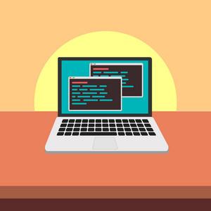 java 编码程序软件, 插图开发和编程计算机为您的网页设计照片